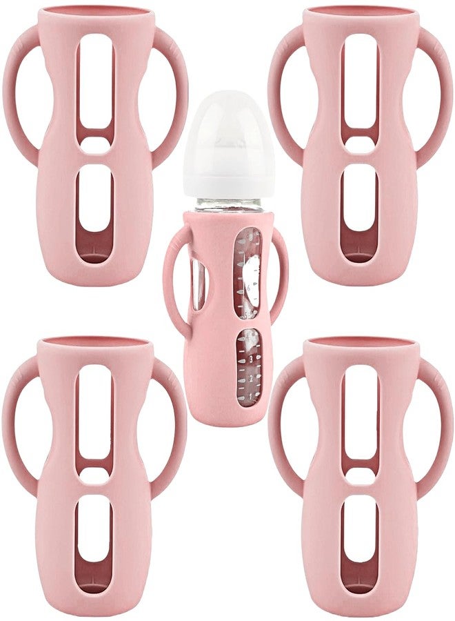 Frezonika 4 Pack Silicone Sleeves for Avent Natural Glass Baby Bottles, Silicone and Easy-Grip Handles for Drop Protection, Compatible with Philips Avent 4/8 OZ Glass Bottle (Cute Pink, 8 OZ) - Image 1